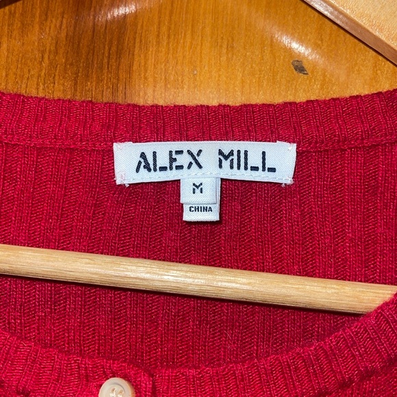 Alex Mill Red Ribbed Button-Front Cardigan - Picture 2 of 7